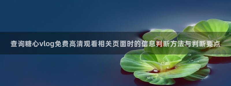 糖心国产:查询糖心vlog免费高清观看相关页面时的信息判断方法与判断要点